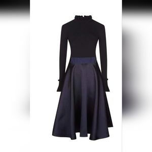 COPY - Ted Baker Zadi knitted bodice frull cuffs dress.
